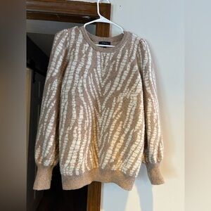 Express Tan and White Patterned Zebra Sweater size large